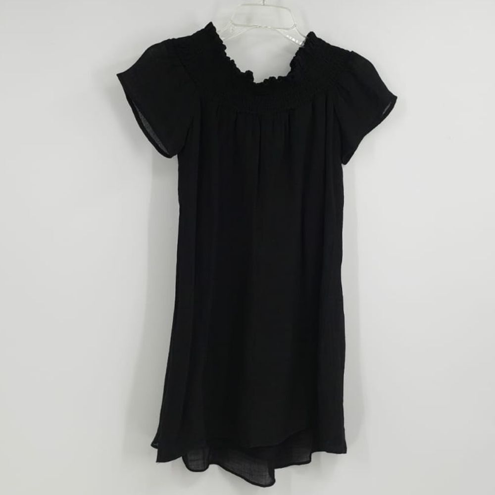 AMADI petite womens SP black off shoulder mini dress